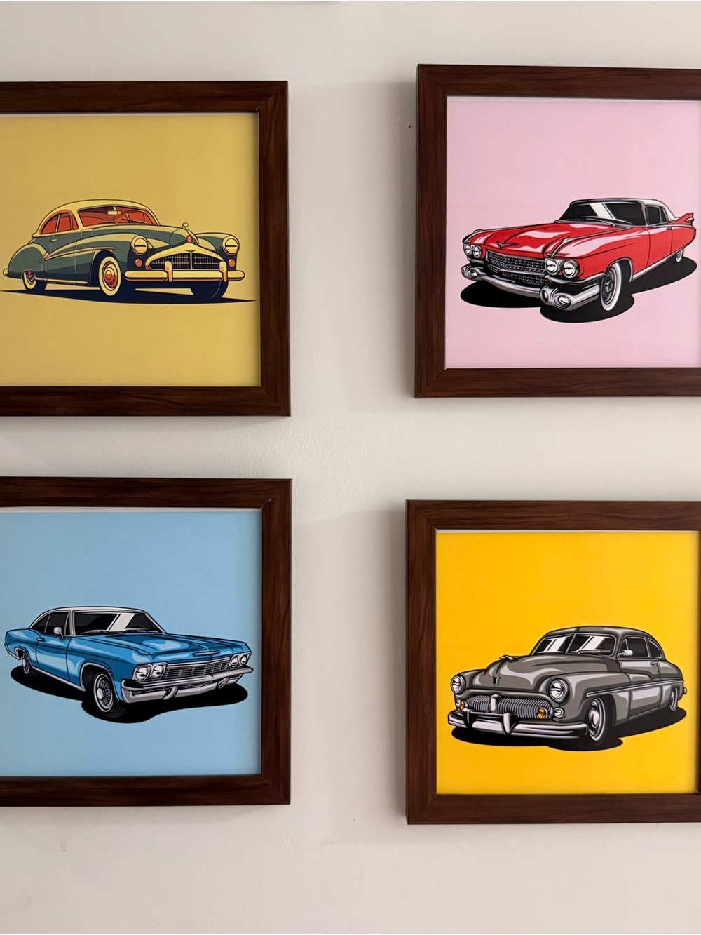Vintage Car Wall Art Set - Multicolor Retro Prints